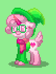 Size: 320x422 | Tagged: safe, imported from derpibooru, pony, unicorn, pony town, deltarune, glasses, horn, ralsei, smiling, solo