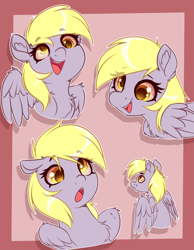 Size: 2736x3528 | Tagged: safe, artist:witchtaunter, imported from derpibooru, derpy hooves, pegasus, pony, bust, cute, derp, female, happy, mare, portrait, simple background, surprised