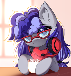 Size: 1165x1262 | Tagged: safe, artist:airiniblock, imported from derpibooru, oc, oc only, oc:cinnabyte, earth pony, pony, chocolate, clothes, commission, cute, ear fluff, food, headphones, heart, heart eyes, hot chocolate, icon, marshmallow, morning, solo, wingding eyes, ych result