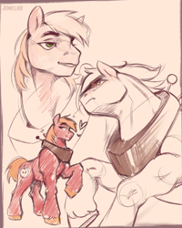 Size: 1730x2160 | Tagged: safe, alternate version, artist:jewellier, imported from derpibooru, big macintosh, earth pony, pony, determined look, heart, lidded eyes, male, muscles, muscular male, simple background, sketch, sketch dump, smiling, stallion, textless