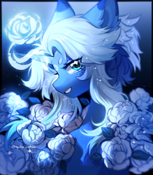 Size: 2408x2748 | Tagged: safe, artist:tyutya, imported from derpibooru, oc, pony, unicorn, flower, magic, solo, sparkles