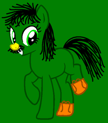 Size: 505x575 | Tagged: safe, artist:darkpinkmonster, artist:spitfirethepegasusfan39, earth pony, pony, adult blank flank, base used, blank flank, clothes, clumsy, facial hair, g4, green background, grin, hat, male, messy, messy clothes, messy hair, messy mane, messy moustache, messy shoes, messy tail, moustache, mr. clumsy, mr. men, mr. men little miss, ponified, raised hoof, raised leg, shoes, simple background, smiling, sneakers, solo, stallion, yellow nose