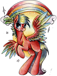 Size: 1512x2023 | Tagged: safe, artist:thrashman, imported from derpibooru, oc, oc only, pegasus, rainbow, simple background, solo, traditional art, transparent background