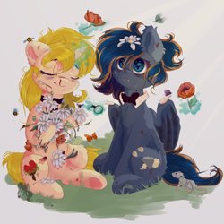 Size: 5000x5000 | Tagged: safe, artist:colorbrush, imported from derpibooru, oc, bat pony, pony, rat, unicorn, duo