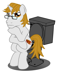 Size: 1369x1680 | Tagged: safe, artist:jac59col, imported from derpibooru, oc, oc only, oc:palette swab, unicorn, but why, glasses, implied pooping, male, simple background, sitting, sitting on toilet, solo, stallion, thinking, toilet, white background