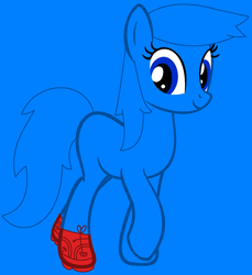 Size: 1448x1578 | Tagged: safe, artist:amelia-bases, artist:spitfirethepegasusfan39, earth pony, pony, adult blank flank, base used, blank flank, blue background, clothes, g4, male, mr. men, mr. men little miss, mr. tall, ponified, shoes, simple background, smiling, solo, stallion, walking