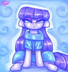 Size: 3600x3800 | Tagged: safe, artist:mannybcadavera, imported from derpibooru, maud pie, earth pony, pony, abstract background, eyebrows, eyebrows visible through hair, female, floppy ears, lidded eyes, looking at you, mare, sitting, solo