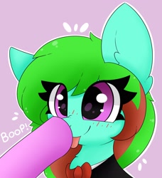 Size: 1864x2048 | Tagged: artist needed, safe, imported from derpibooru, oc, oc only, oc:precised note, :p, adorable face, blushing, boop, bowtie, clothes, cute, eyelashes, nose wrinkle, raised hoof, scrunchy face, tongue out, tuxedo