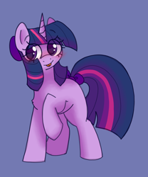 Size: 2000x2400 | Tagged: safe, artist:puppie, imported from derpibooru, twilight sparkle, pony, unicorn, :p, blue background, bow, female, hair bow, heart, heart eyes, mare, simple background, solo, tail, tail bow, tongue out, unicorn twilight, wingding eyes