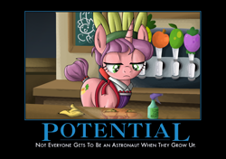 Size: 1234x870 | Tagged: safe, artist:zsparkonequus, edit, imported from derpibooru, carrot bun, pony, unicorn, demotivational poster, english, female, mare, meme, reflection, sad, solo, text