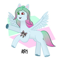 Size: 1967x1967 | Tagged: safe, artist:a1ra, imported from derpibooru, oc, oc only, oc:cobalt skies, pegasus, raccoon, abstract background, female, solo