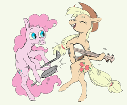 Size: 1280x1055 | Tagged: artist needed, safe, imported from derpibooru, applejack, pinkie pie, banjo, musical instrument