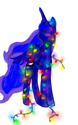 Size: 620x994 | Tagged: safe, artist:jaedynofequestria, imported from derpibooru, princess luna, christmas, christmas lights, holiday, simple background, solo, white background