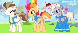 Size: 1280x544 | Tagged: safe, artist:vi45, imported from derpibooru, oc, oc only, pegasus, pony, clothes, male, rainbow waterfall, stallion, uniform, wonderbolt trainee uniform, wonderbolts uniform