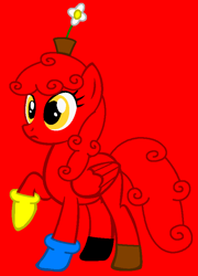 Size: 597x830 | Tagged: safe, artist:edgeoffear, artist:spitfirethepegasusfan39, imported from derpibooru, pegasus, pony, adult blank flank, base used, blank flank, clothes, flower, flower pot, folded wings, frown, gloves, male, mr. men, mr. men little miss, mr. wrong, ponified, red background, shoes, simple background, solo, stallion, wings