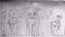 Size: 2992x1712 | Tagged: safe, artist:elidiotadelaesquina, imported from derpibooru, queen chrysalis, ribbon, sketch