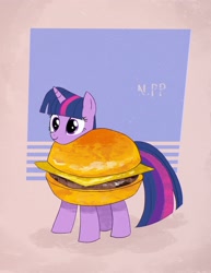 Size: 2550x3300 | Tagged: safe, artist:normanphumala, imported from derpibooru, twilight sparkle, pony, unicorn, burger, female, food, mare, ponies in food, solo, twilight burgkle, unicorn twilight