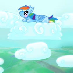 Size: 1080x1080 | Tagged: safe, artist:ahatea, imported from derpibooru, rainbow dash, pegasus, pony, cloud, cute, female, lying down, lying on a cloud, mare, on a cloud, prone, solo