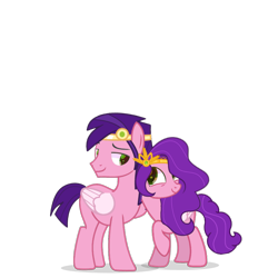 Size: 3600x3600 | Tagged: safe, alternate version, artist:ramixe dash, imported from derpibooru, pipp petals, pegasus, pony, duo, female, g5, g5 to g4, generation leap, male, mare, pip corolla, r63 paradox, rule 63, self paradox, self ponidox, simple background, stallion, transparent background