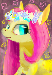 Size: 500x714 | Tagged: safe, artist:cutebrows, imported from derpibooru, fluttershy, floral head wreath, flower, solo