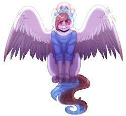 Size: 3537x3257 | Tagged: safe, artist:krissstudios, imported from derpibooru, oc, oc:kamy, pegasus, pony, clothes, colored wings, female, mare, shirt, simple background, solo, transparent background, two toned wings, wings