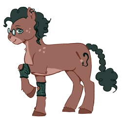 Size: 1233x1230 | Tagged: safe, artist:enemy-art, imported from derpibooru, oc, oc only, oc:inkdrop, earth pony, pony, braid, braided tail, curly mane, disabled, glasses, green eyes, green mane, hooves, piercing, simple background, solo, tail, transparent background