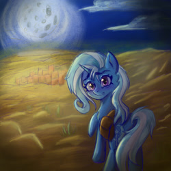 Size: 2048x2048 | Tagged: safe, artist:funnytrickytrixie, imported from derpibooru, trixie, pony, unicorn, bag, drawing, female, frown, high res, looking at you, looking back, looking back at you, mare, saddle bag, solo, wavy mouth