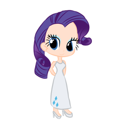 Size: 1486x1538 | Tagged: safe, imported from derpibooru, rarity, human, clothes, cutie mark, cutie mark on clothes, dress, eyeshadow, female, high heels, humanized, long dress, makeup, shoes, solo