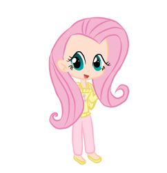 Size: 1486x1538 | Tagged: safe, imported from derpibooru, fluttershy, human, clothes, cutie mark, cutie mark on clothes, female, humanized, pants, shirt, shoes, solo, wings