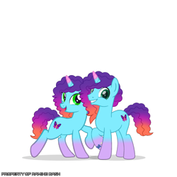 Size: 3600x3600 | Tagged: safe, artist:ramixe dash, imported from derpibooru, pony, unicorn, dew daybreak, duo, female, g5, g5 to g4, generation leap, male, mare, misty brightdawn, r63 paradox, rebirth misty, rule 63, self paradox, self ponidox, simple background, stallion, transparent background