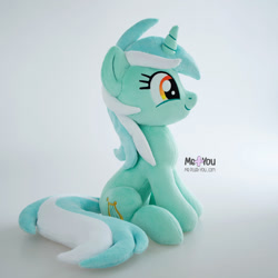 Size: 1600x1601 | Tagged: safe, artist:meplushyou, imported from derpibooru, lyra heartstrings, pony, unicorn, female, irl, photo, plushie, simple background, sitting, solo, white background