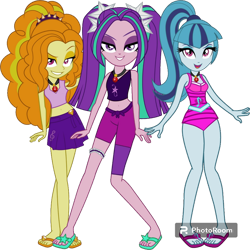 Size: 894x894 | Tagged: safe, artist:cutler1228, imported from derpibooru, adagio dazzle, aria blaze, sonata dusk, equestria girls, clothes, female, swimsuit, the dazzlings, trio, trio female