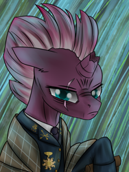 Size: 768x1024 | Tagged: safe, artist:kirieshka, imported from derpibooru, tempest shadow, unicorn, equestria at war mod, blanket, clothes, eaw: countdown to midnight, general, medal, military, military pony, old pony, older, plaid, rug, uniform