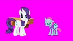 Size: 1080x606 | Tagged: safe, imported from twibooru, screencap, ocellus, rarity, changeling, pony, unicorn, series:mlp animation's short films, series:the right dress, cute, duo, image, needs more jpeg, ocellus is not amused, raribetes, unamused