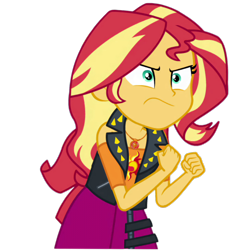 Size: 1512x1512 | Tagged: safe, artist:cutler1228, edit, edited screencap, imported from derpibooru, screencap, sunset shimmer, human, equestria girls, background removed, female, fist, geode of empathy, magical geodes, not a vector, simple background, solo, sunset shimmer is not amused, transparent background, unamused