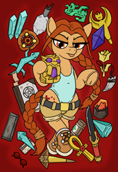 Size: 1180x1712 | Tagged: safe, artist:jargon scott, pony, boots, clothes, lara croft, ponified, ponytail, shoes, solo, tomb raider