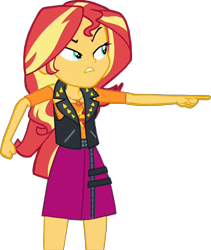 Size: 2736x3248 | Tagged: safe, artist:cutler1228, edit, edited screencap, imported from derpibooru, screencap, sunset shimmer, human, equestria girls, background removed, clothes, female, fist, geode of empathy, magical geodes, not a vector, pointing, simple background, skirt, solo, transparent background, vest