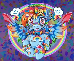 Size: 1517x1245 | Tagged: safe, artist:danneroni, imported from derpibooru, rainbow dash, pegasus, pony, decora, open mouth, open smile, smiling, solo