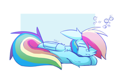 Size: 4340x2955 | Tagged: safe, artist:toxinagraphica, imported from derpibooru, rainbow dash, pegasus, pony, cheek fluff, cute, ear fluff, female, fluffy, mare, multicolored hair, simple background, sleeping, solo, wings