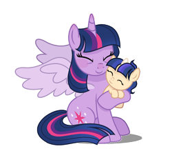 Size: 1448x1360 | Tagged: safe, artist:moonnight-mary, imported from derpibooru, twilight sparkle, oc, oc:starglow sentry, alicorn, pony, unicorn, baby, baby pony, female, mother and child, mother and daughter, offspring, parent:flash sentry, parent:twilight sparkle, parents:flashlight, simple background, transparent background, twilight sparkle (alicorn)