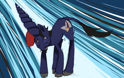 Size: 1280x811 | Tagged: safe, artist:aisuroma, imported from derpibooru, oc, oc only, pony, unicorn, bronycurious, giga drill breaker, solo, tengen toppa gurren lagann, unshorn fetlocks, worried