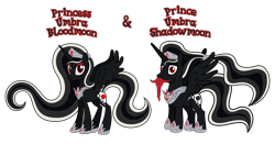 Size: 7260x3810 | Tagged: safe, anonymous artist, imported from derpibooru, oc, oc only, oc:prince umbra shadowmoon, oc:princess umbra bloodmoon, alicorn, pony, absurd resolution, alicorn oc, beard, braid, braided beard, braided goatee, brother, brother and sister, concave belly, crown, ethereal mane, ethereal tail, eyebrows, eyelashes, facial hair, family, female, gem, goatee, happy, hoof shoes, horn, jewelry, long horn, long mane, long tail, looking, looking at you, male, mare, moustache, name, offspring, parent:oc:crown prince zenith sunshine, parent:oc:crown princess perigee moonshine, parents:oc:crown princest, physique difference, prince, princess, product of incest, regalia, royalty, show accurate, siblings, simple background, sister, slender, spread wings, stallion, standing, tail, text, thin, transparent background, twins, vector, wall of tags, wings