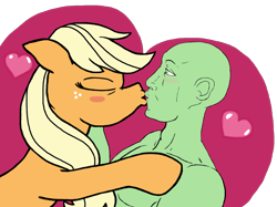 Size: 1444x1080 | Tagged: safe, artist:appulman, applejack, oc, oc:anon, kissing