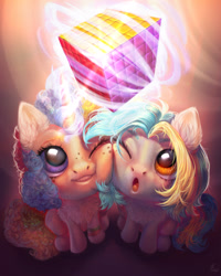 Size: 1333x1667 | Tagged: safe, artist:unt3n, imported from derpibooru, oc, pegasus, unicorn, cheek to cheek, rubik's cube, smiling