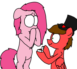 Size: 3351x3023 | Tagged: safe, artist:professorventurer, imported from derpibooru, oc, oc:cassie venturer, oc:professor venturer, earth pony, pegasus, pony, bipedal, hearts and hooves day, holiday, jewelry, marriage proposal, not pinkamena, ring, shocked, touched, valentine's day