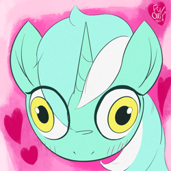 Size: 2048x2048 | Tagged: safe, artist:fly over, imported from derpibooru, lyra heartstrings, blushing, emoji, heart, meme