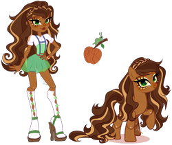 Size: 3472x2934 | Tagged: safe, artist:gihhbloonde, imported from derpibooru, applejack, doll pony, earth pony, human, original species, pony, equestria girls, bracelet, cedar wood, closed mouth, clothes, crossover, crossover fusion, doll, drugs, ever after high, eyeshadow, female, freckles, fusion, green eyes, hand on hip, high heels, jewelry, joint, lightly watermarked, long hair, long mane, long tail, looking at you, makeup, mare, marijuana, raised hoof, sandals, self paradox, self ponidox, shirt, shoes, shorts, simple background, skirt, smiling, socks, suspenders, tail, toy, transparent background, watermark, wood pony