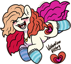 Size: 1855x1674 | Tagged: safe, artist:sexygoatgod, imported from derpibooru, oc, oc only, oc:valentines victory, earth pony, pony, adoptable, clothes, female, gap teeth, simple background, socks, solo, striped socks, transparent background