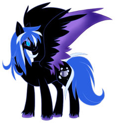 Size: 627x660 | Tagged: safe, artist:akurei269, imported from derpibooru, oc, oc only, oc:bubblebell, pegasus, pony, colored wings, nightmarified, simple background, solo, spread wings, transparent background, two toned wings, unshorn fetlocks, wings