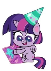 Size: 349x488 | Tagged: safe, edit, edited screencap, imported from derpibooru, screencap, twilight sparkle, alicorn, pony, don't look a .gif horse in the mouth, my little pony: pony life, female, hat, mare, party hat, simple background, solo, transparent background, twilight sparkle (alicorn)